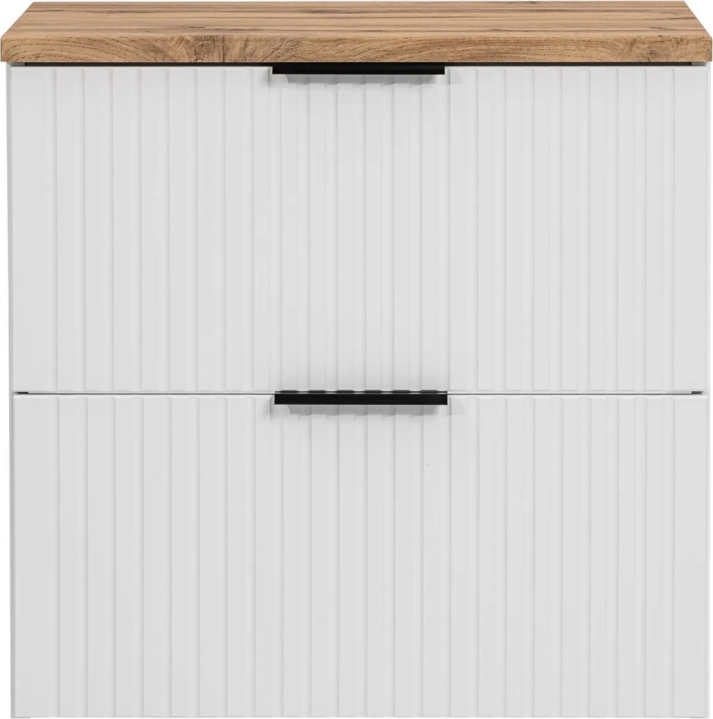 Szafka łazienkowa pod umywalkę nablatową Adel 60 cm, biały mat/dąb wotan