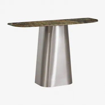 Konsola Do Przedpokoju 120x40 Cm Z Kamienia Naturalnego I Stali Nierdzewnej Moreila Zielony Marmur Forest - Sklum