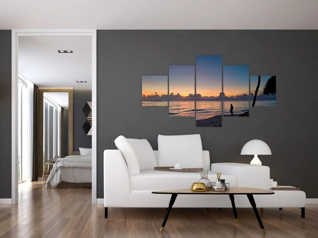 Obraz kobiety na plaży (125x70 cm)