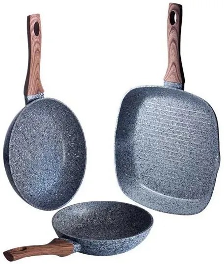Komplet 3 aluminiowych patelni z powłoką granitową T8-S01