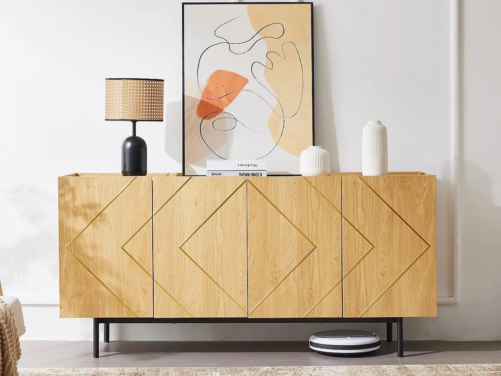 Bufet - 4 drzwi z regulowanymi półkami - Naturalny