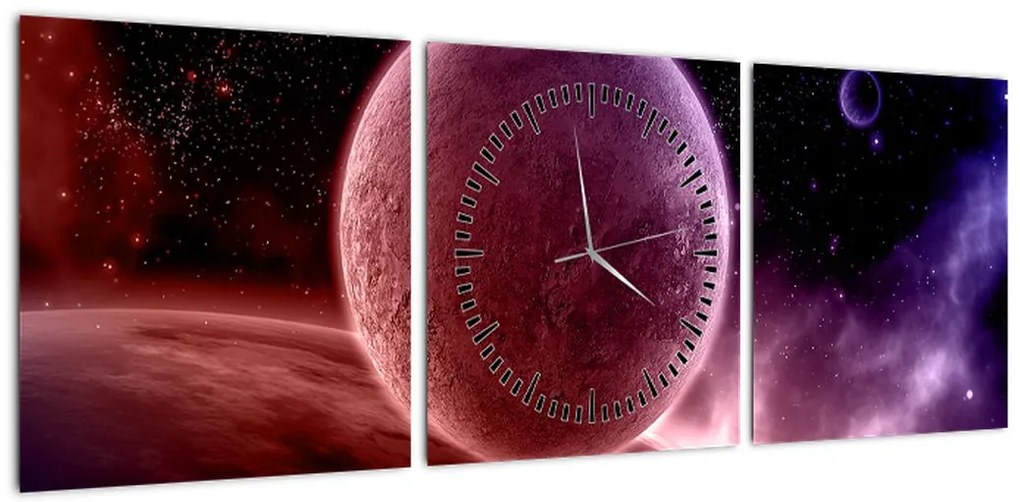 Obraz - Planeta (z zegarem) (90x30 cm)