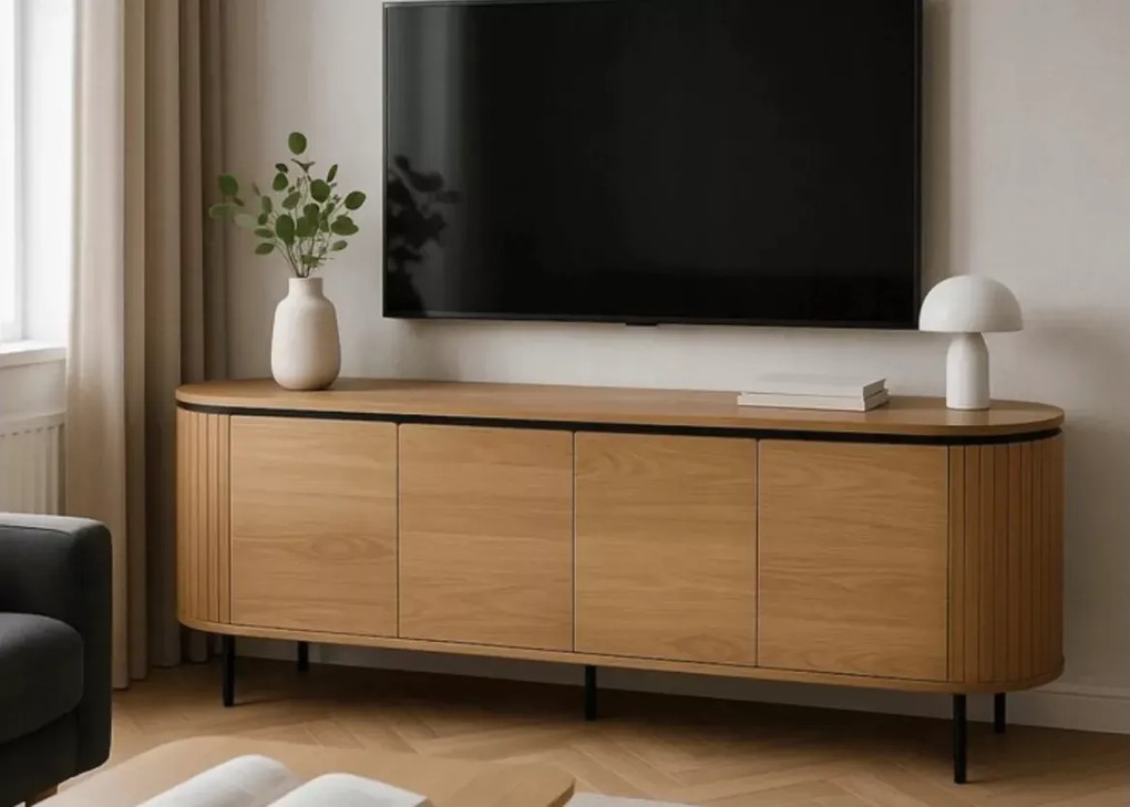 Komoda Estella 4-drzwiowa 200 cm – pojemna, nowoczesna z metalowymi nóżkami