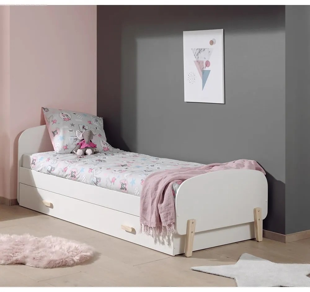 Białe łóżko dziecięce Vipack Kiddy, 90 x 200 cm