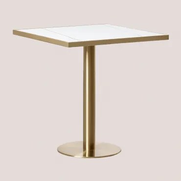 Kwadratowy Stolik Barowy 70x70 Cm Z Gresu Manhattan Biała - Sklum