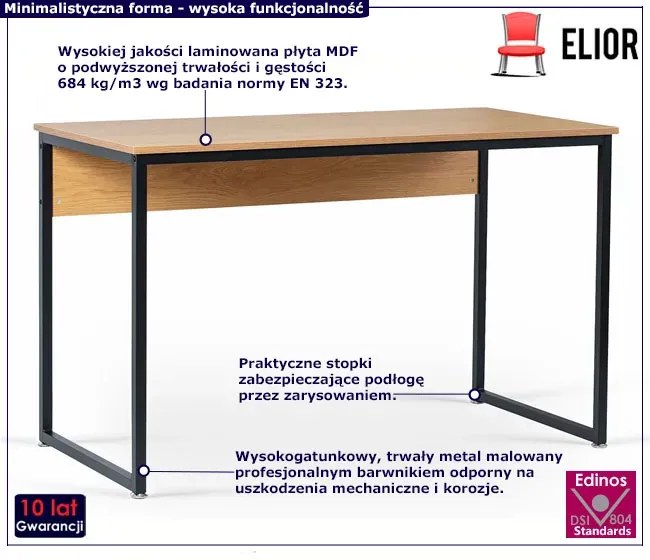 Minimalistyczne biurko do pracy dąb złoty - Ksoni