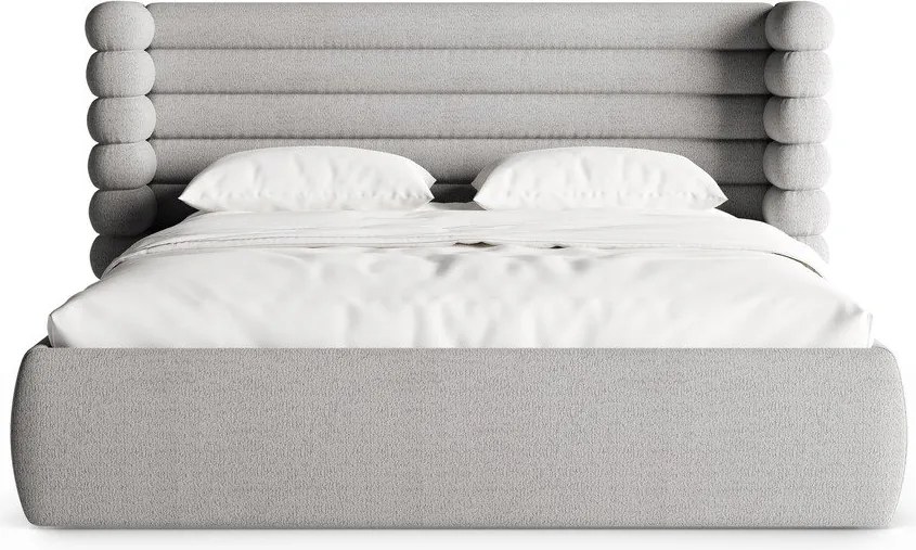 Szare tapicerowane łóżko dwuosobowe ze schowkiem i stelażem 180x200 cm Mount – Micadoni