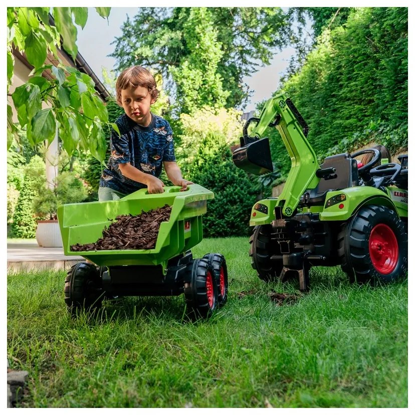 Falk traktor claas avec zielony na pedały z przyczepką od 3 lat
