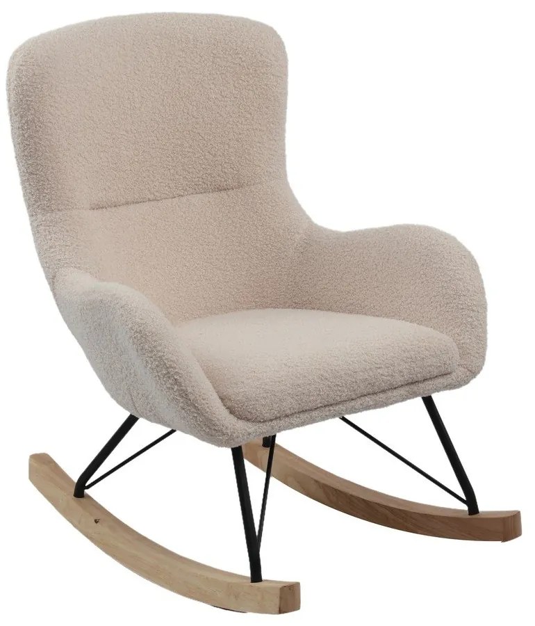 Beżowy dziecięcy fotel bujany z materiału bouclé Rocky – Vipack