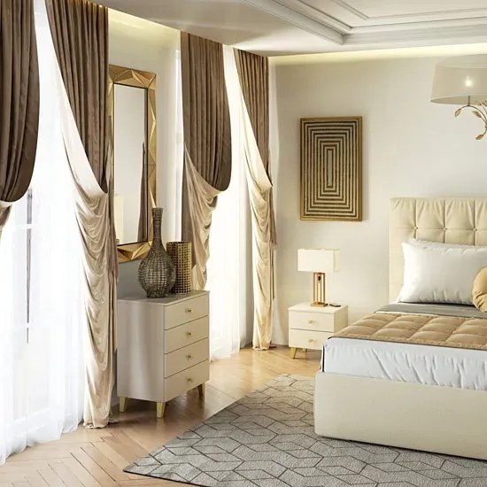 Kaszmirowa komoda w stylu glamour 4 szuflady G3-P77