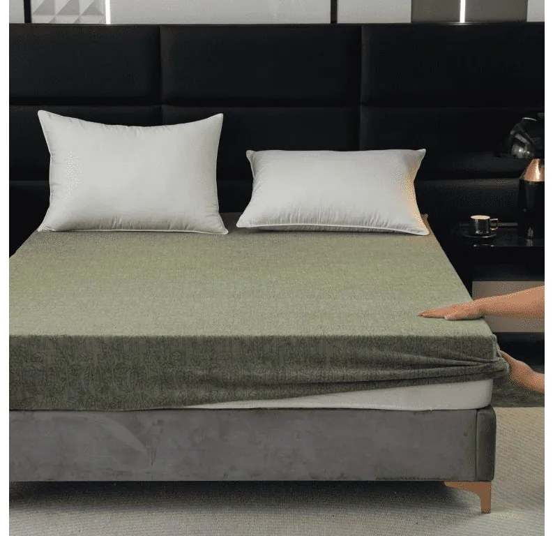 PrzytulneMieszkanie.pl Prześcieradło z mikropluszu GRENA 160x200 cm zielone