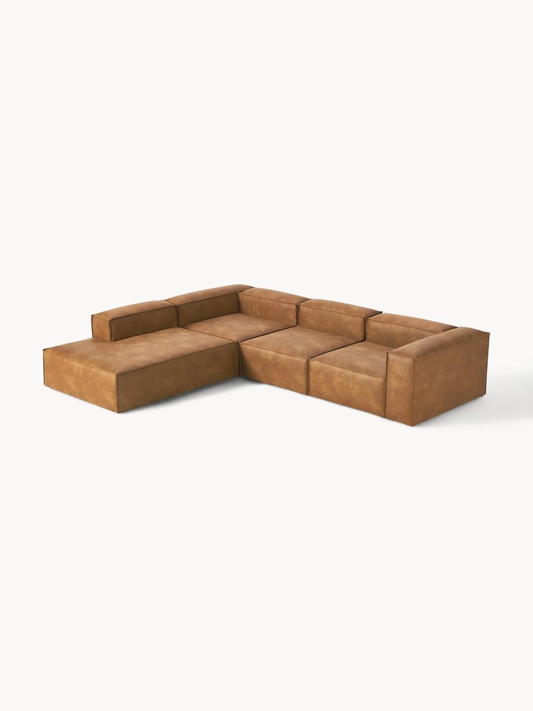 Narożna sofa modułowa XL ze skóry z recyklingu Lennon