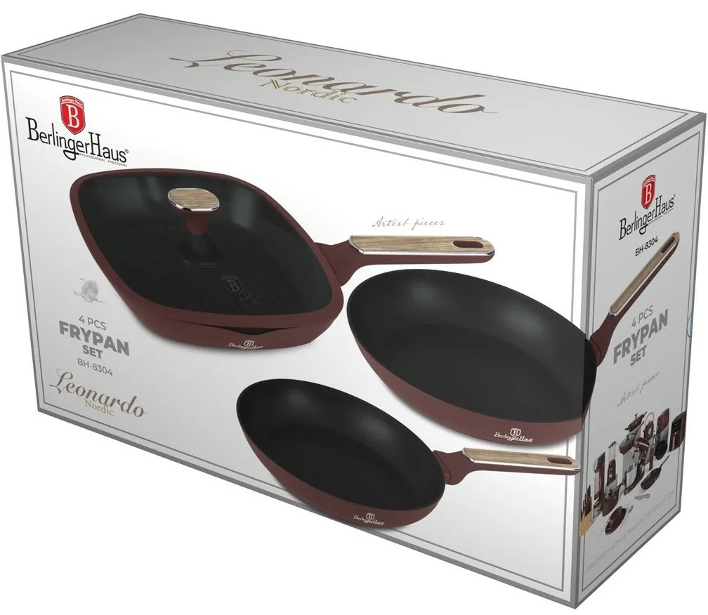 BerlingerHaus Zestaw patelni z powłoką tytanowąLeonardo Nordic, 3+1 szt.