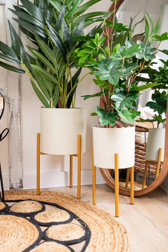 Sztuczna palma jak żywa w doniczce z plecionki, wys. 80 cm