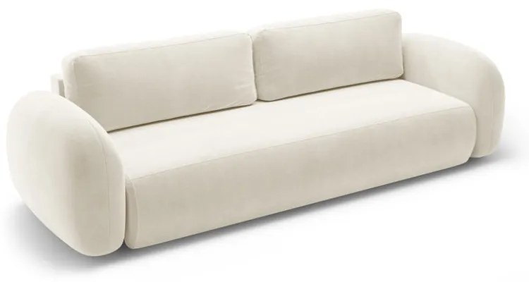 Kremowa aksamitna rozkładana/ze schowkiem sofa 262 cm Tonale – Cosmopolitan Design