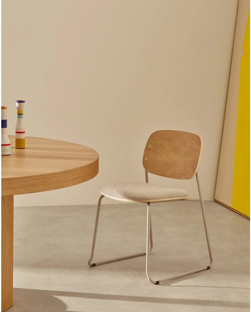 Beżowe/w naturalnym kolorze metalowe krzesło sztaplowane Meli – Kave Home