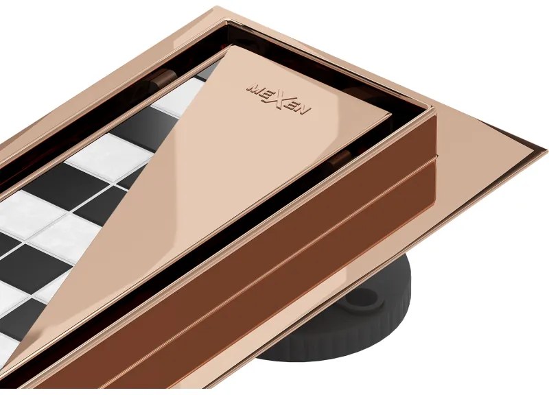 Mexen Flat 360° M13 odpływ liniowy obrotowy 2w1 50 cm, różowe złoto - 1610050-40