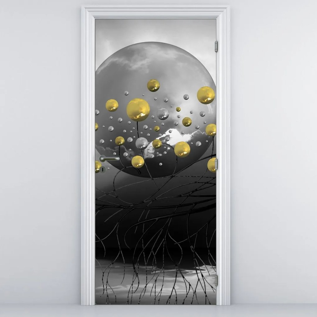 Fototapeta na drzwi - Złota abstrakcyjna kula (95x205cm)