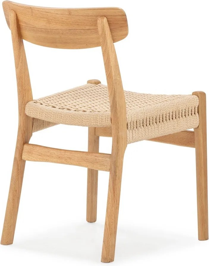 Krzesła zestaw 2 szt. z litego drewna kauczukowego w naturalnym kolorze Biel – MOME