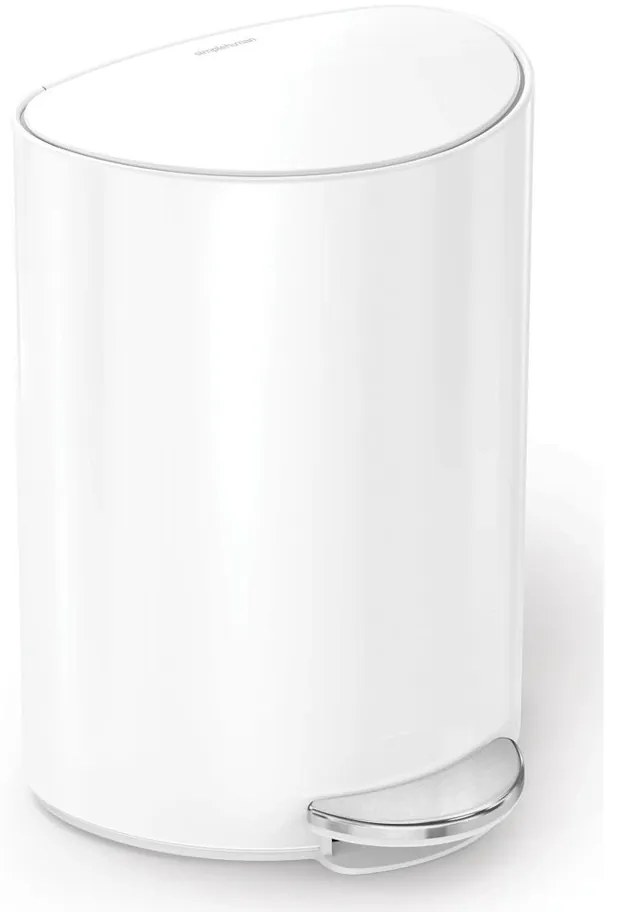 Simplehuman Pojemnik na śmieci  z pedałem 6 l, półokrągły, stal biały, plastik