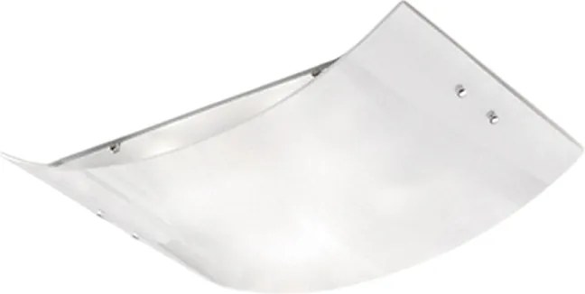 Duża lampa sufitowa Michela 45x30cm, połyskująca biel, 2XE27, szkło gięte, chromowana podstawa, IP20, maks. 2x52W, elegancka lampa sufitowa