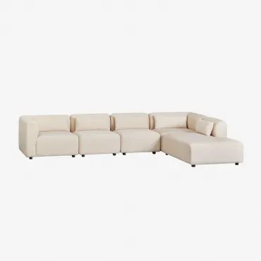Sofa Modułowa Fogler 5-częściowa Z Prawą Leżanką Sztruksu Beżowy Len - Sklum