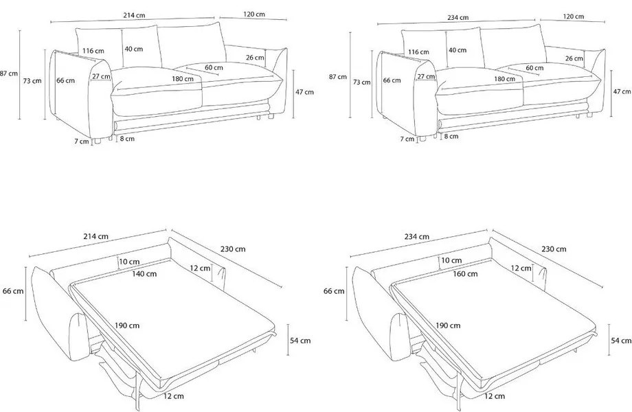 Beżowa rozkładana sofa 234 cm Ernest – Bobochic Paris
