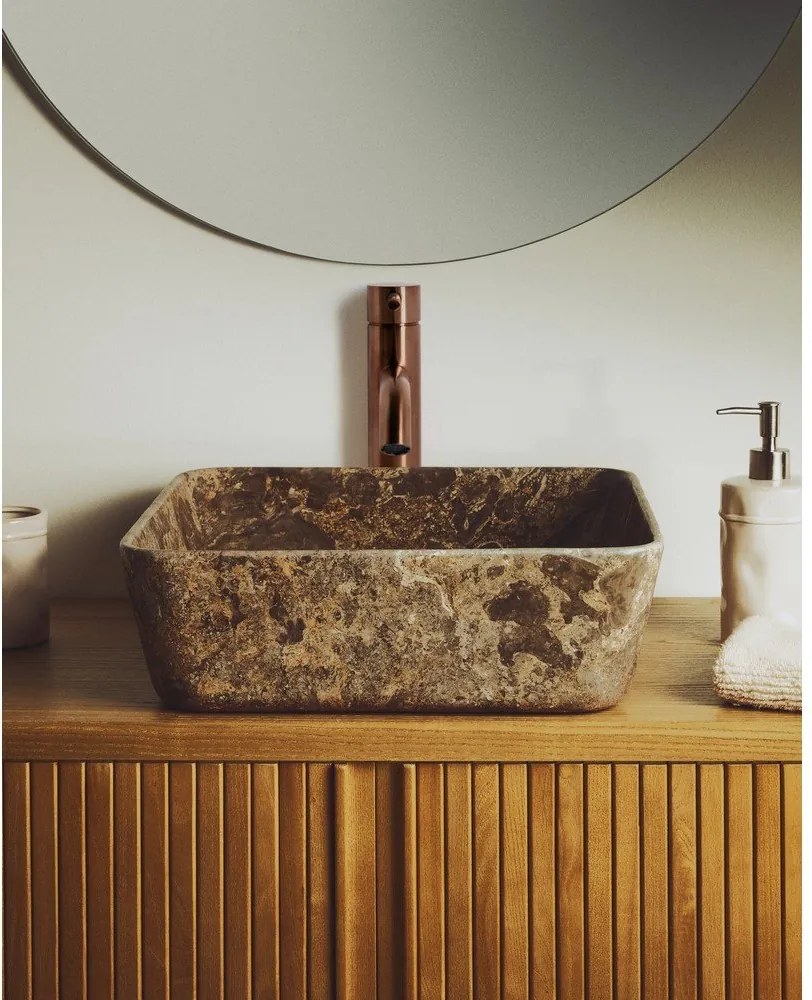 Szara kamienna umywalka 40x40 cm Darnen – Kave Home