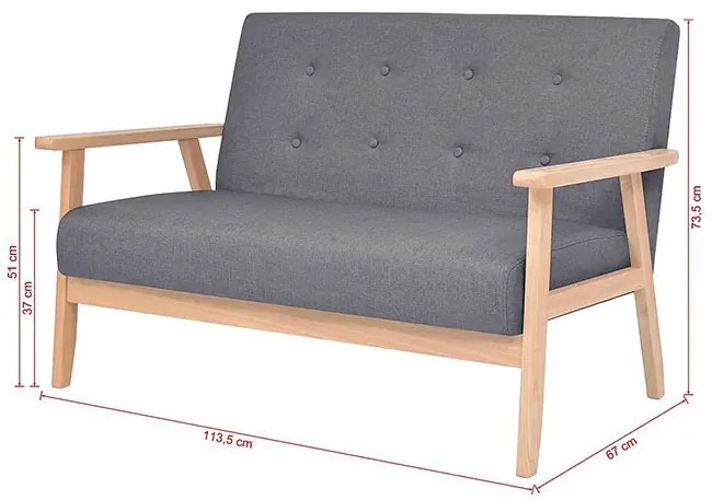 3-częściowy ciemnoszary zestaw wypoczynkowy - Kifi 3D