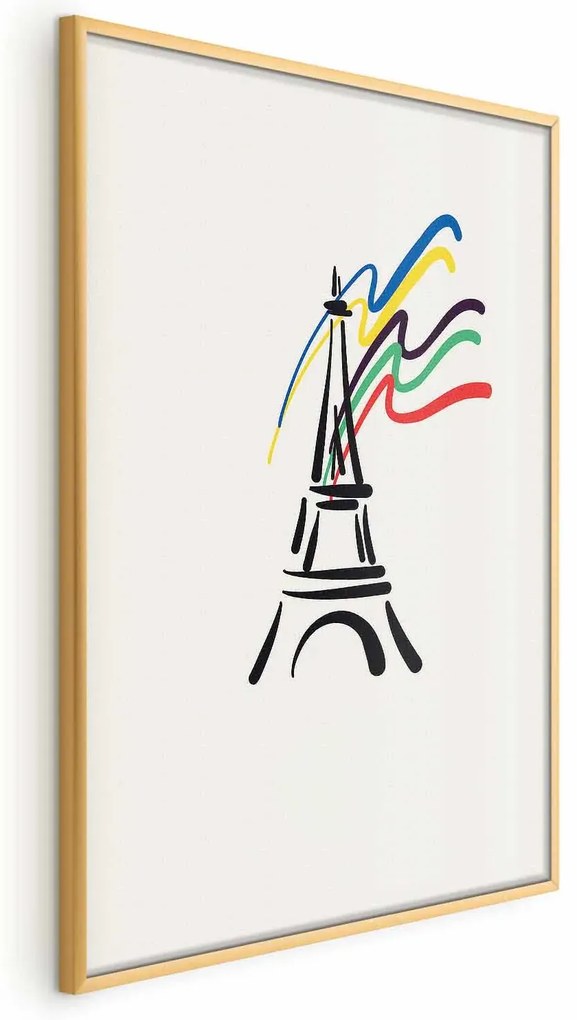 Plakat Wieża Eiffla i kolory 29,7x42 cm z ramą złotą bez marginesu ARTGEIST B