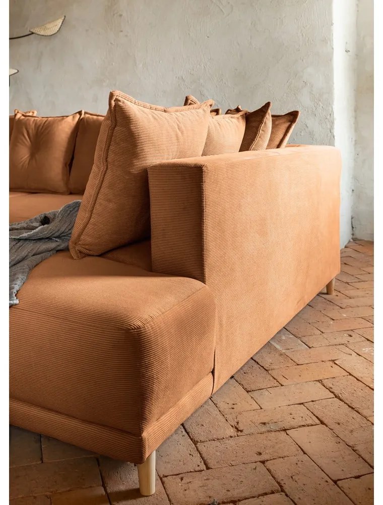 Ceglasty sztruksowy rozkładany narożnik (prawostronny) Lazy Lukka – Miuform