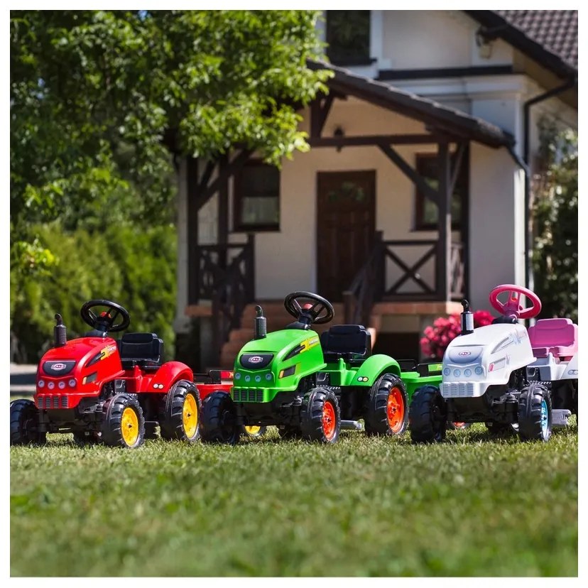 Falk traktorek x tractor zielony z przyczepką klakson od 2 lat