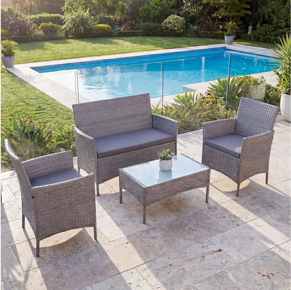 Zestaw ogrodowy Hamar (4 elementy),  szary, poduszki antracytowe