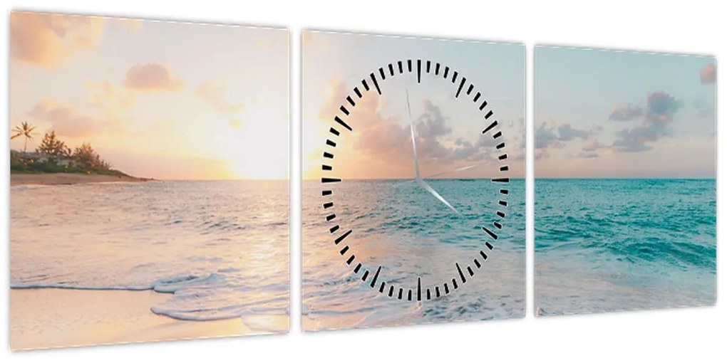 Obraz - Wymarzona plaża (z zegarem) (90x30 cm)