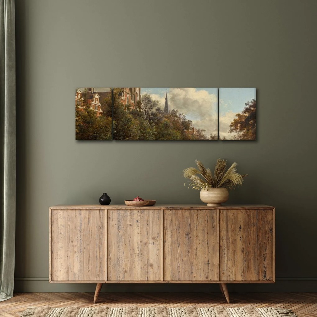 Obraz - Jan van der Heyden, View Down a Dutch Canal, reprodukcje (170x50 cm)