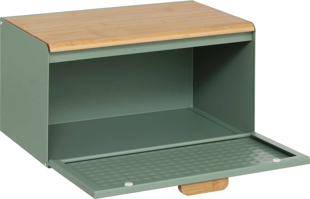 Metalowy chlebak SENSIA z bambusową pokrywą