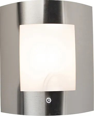 Lampa ścienna zewnętrzna stal IP44 czujnik zmierzchu - Emmerald