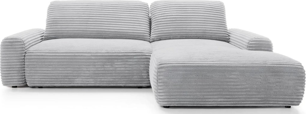 Szara sztruksowa kanapa narożna z funkcją spania E2-Z47