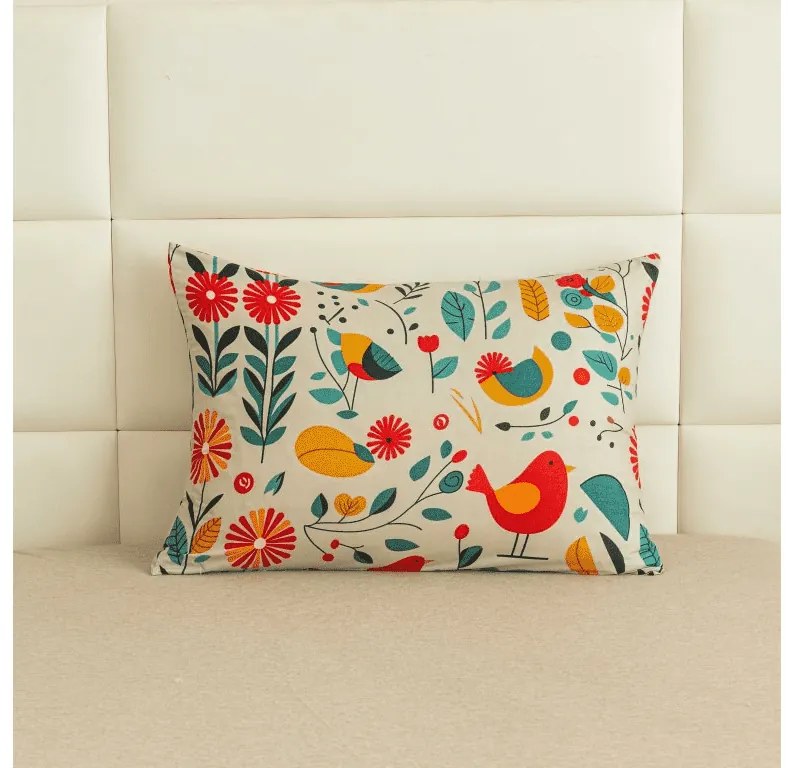 Dekoracyjna poszewka na poduszkę RETRO BIRD 50x70 cm, kolorowy