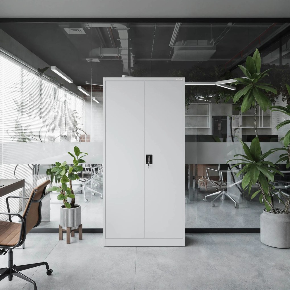 Szafa biurowa na dokumenty szara: JAN, 900 x 1850 x 400 mm