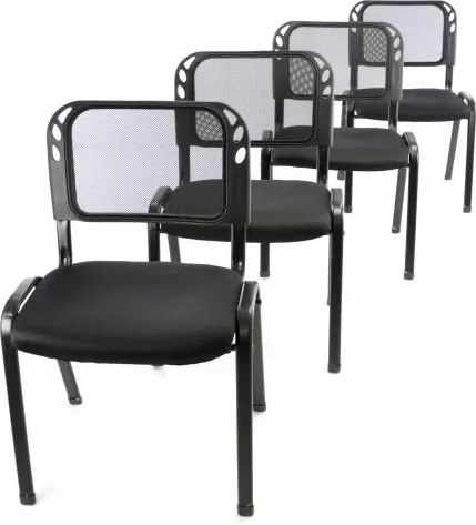 Zestaw 4 krzeseł kongresowych do ustawiania w stosy - czarny