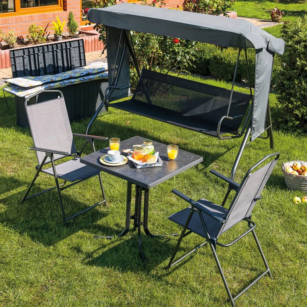 Stół ogrodowy Dine & Relax 70 x 70 cm pizarra / antracyt PATIO