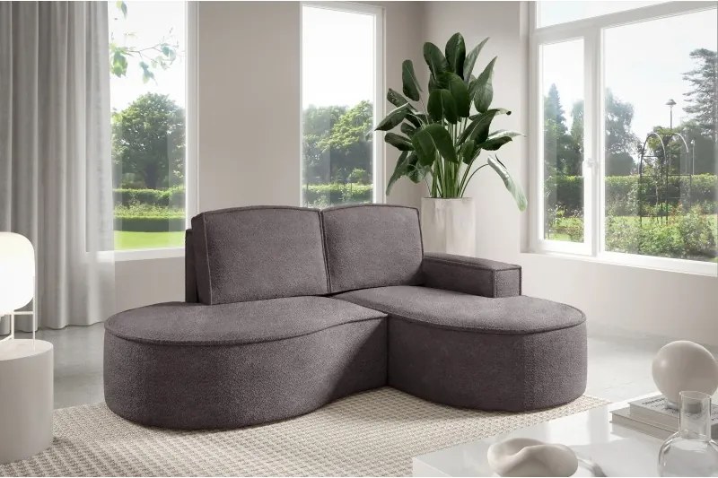 Narożnik MOLLY Prawostronny bez funkcji spania, wolnostojący tkanina ABRIAMO 07 Szary