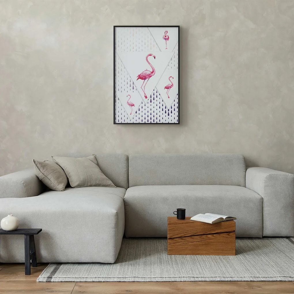 Plakat Rodzina flamingów 40x60 cm z ramą czarną bez marginesu ARTGEIST B