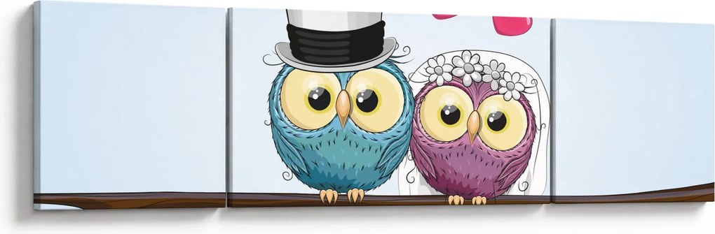 Obraz - Zakochane sowy (170x50 cm)