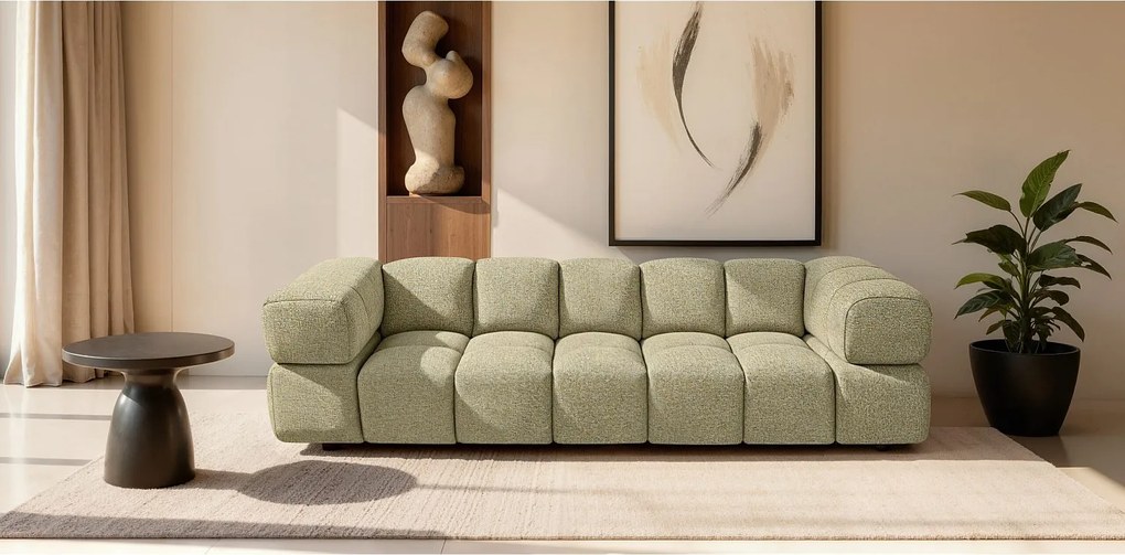 Sofa czteroosobowa, tkanina szenilowa Puente, Jasnożółty, Averro