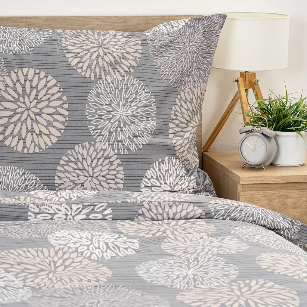 4Home Pościel bawełniana Grey Petals, 220 x 200 cm, 2 szt. 70 x 90 cm
