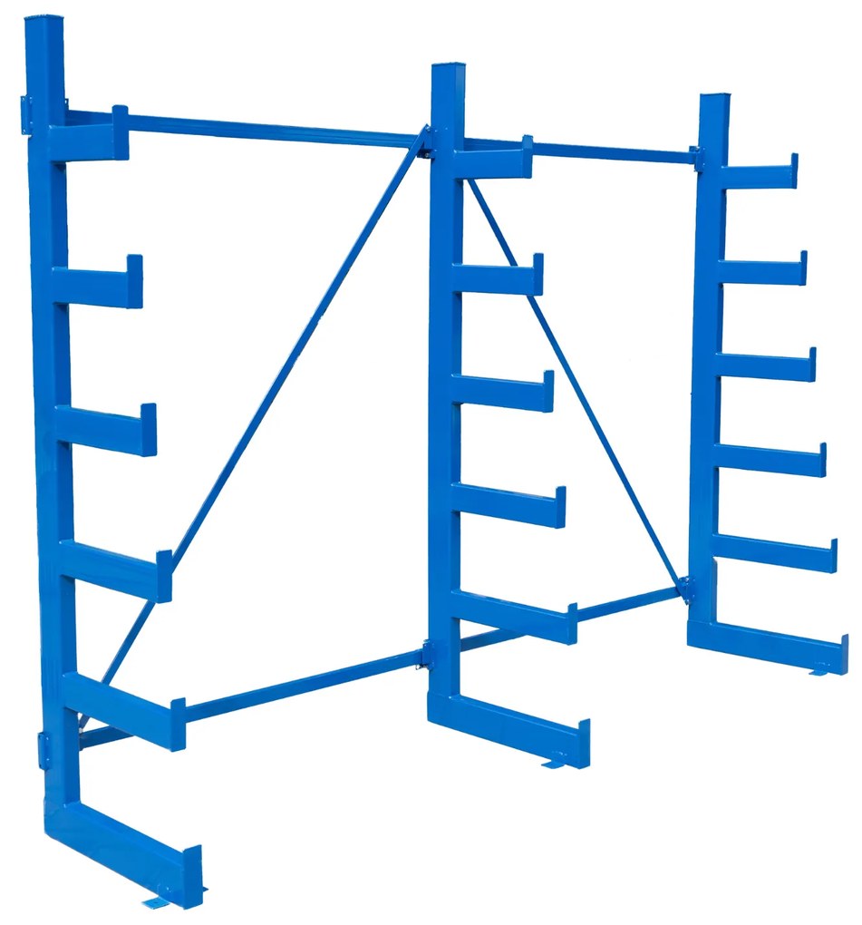 Regał wspornikowy, jednostronny, choinkowy, 2000 x 2700 x 624 mm, 6 półek