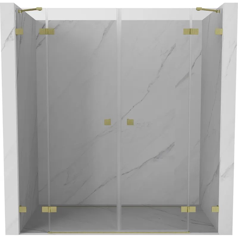 Mexen Lunar Duo drzwi prysznicowe uchylne 180 cm, transparent, złote szczotkowane - 834D-180-000-55-00