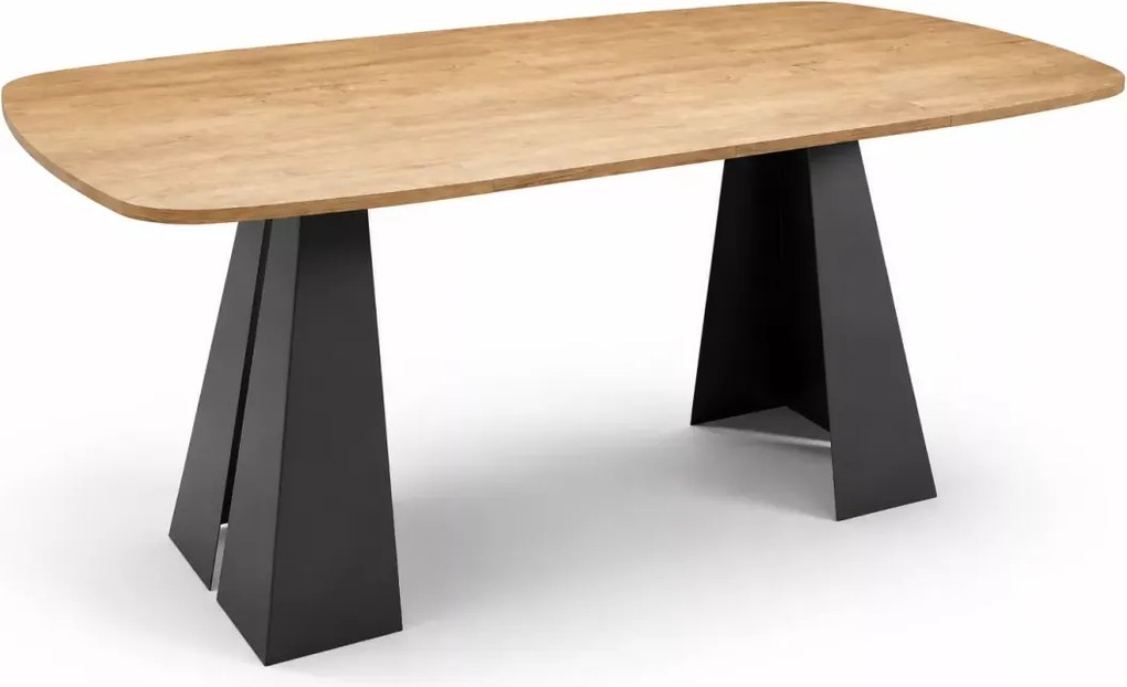 Stół Orvio z płyty laminowanej o średnicy 100 cm lub 120 cm z możliwością rozłożenia, stożkowa podstawa biała /czarna
